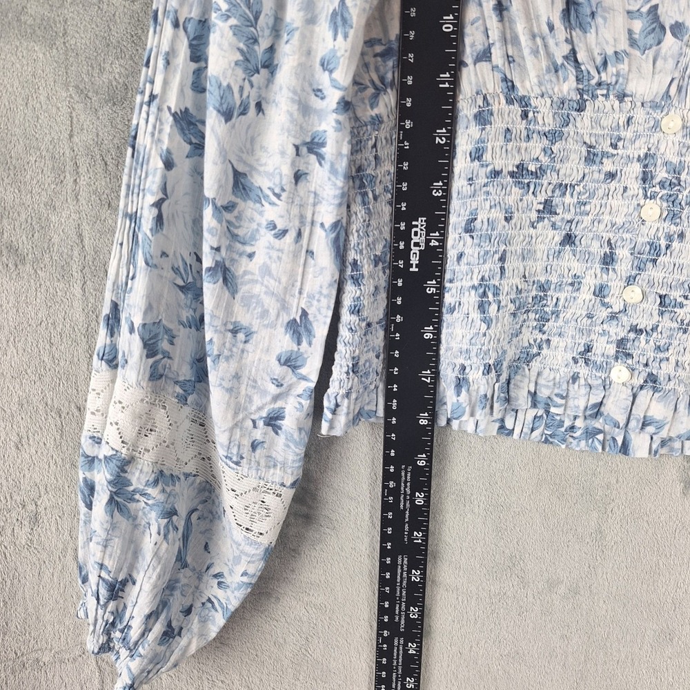 American Eagle Top Medium‎ Babydoll Lace Crop Cottagecore Floral Fairy Milkmaid - Picture 6 of 9